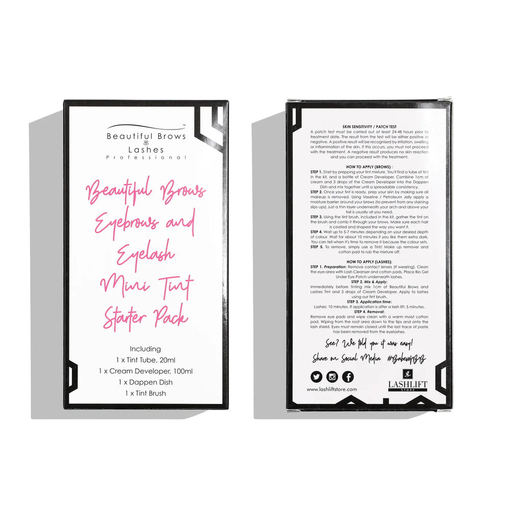 Eyelash And Eyebrow Tint Mini Starter Pack Including FREE Terry Headband - Beautiful Brows and Lashes