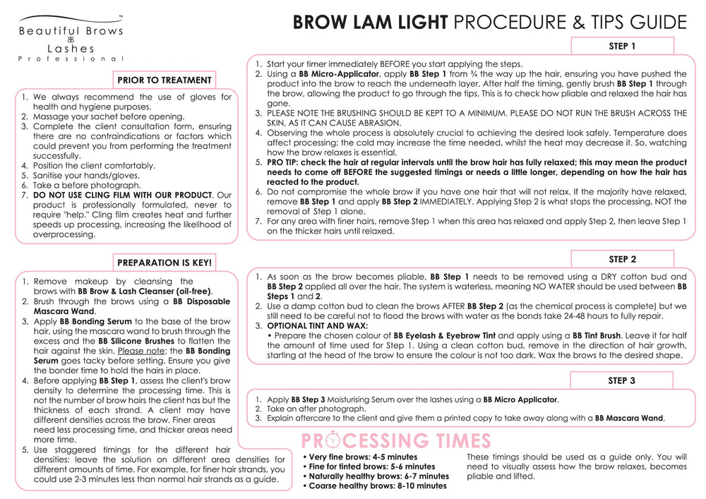 Brow Lam Light SAMPLE PACK - Beautiful Brows and Lashes