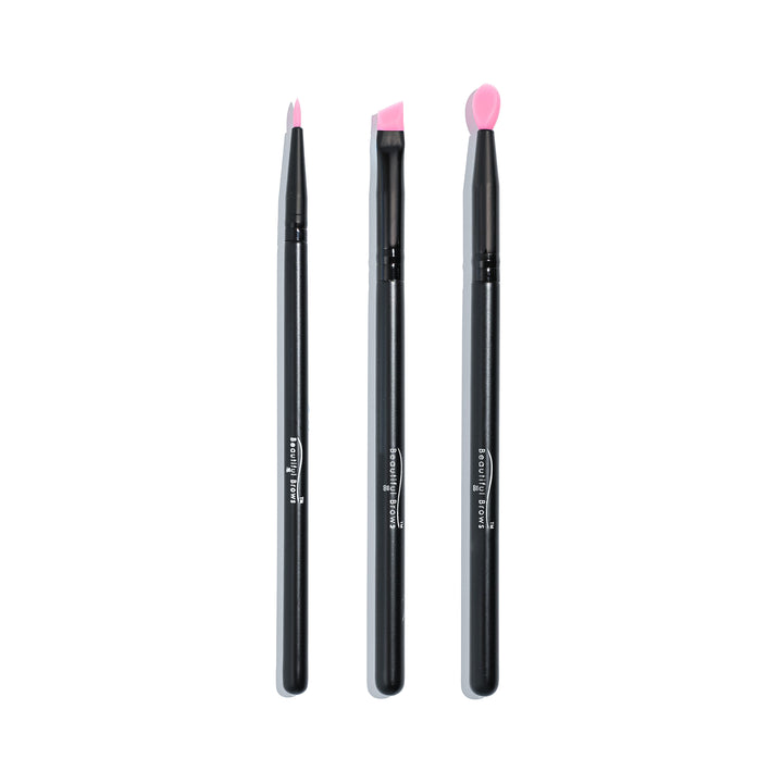 Pink Silicone Brush Set - 3pc - Beautiful Brows and Lashes