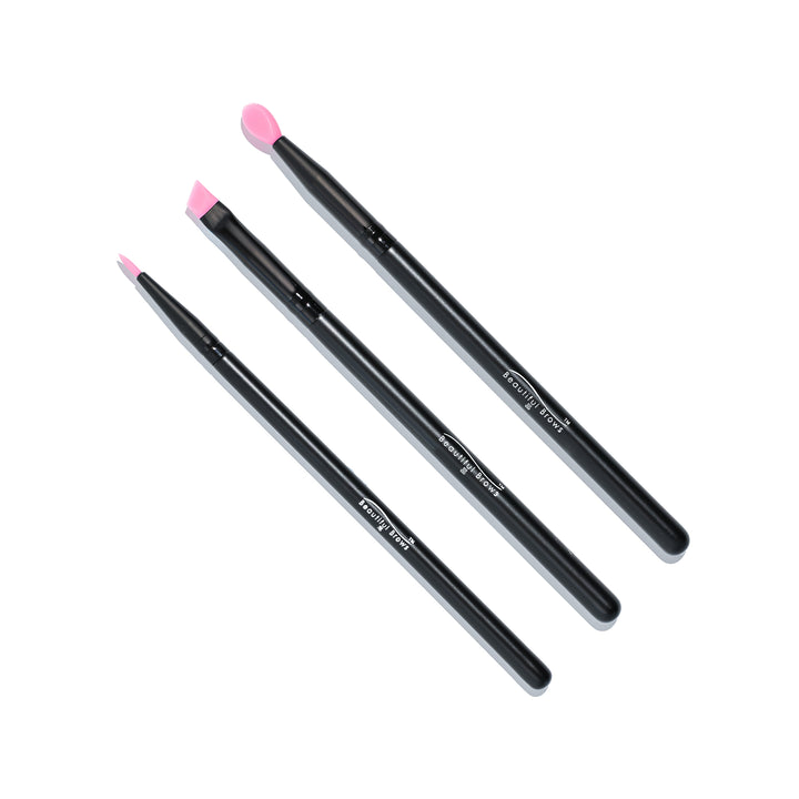 Pink Silicone Brush Set - 3pc - Beautiful Brows and Lashes