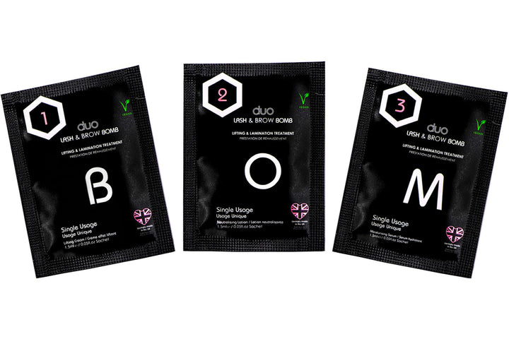 DUO Lash Bomb Lash Lift & Brow Bomb Brow Lamination Sample Pack - Beautiful Brows and Lashes