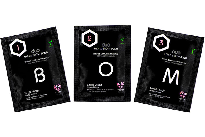 DUO Lash Bomb Lash Lift & Brow Bomb Brow Lamination Sample Pack - Beautiful Brows and Lashes
