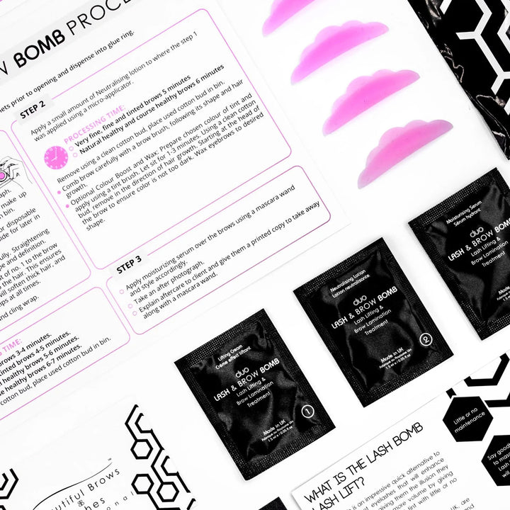DUO Lash Bomb Lash Lift & Brow Bomb Brow Lamination Sample Pack - Beautiful Brows and Lashes
