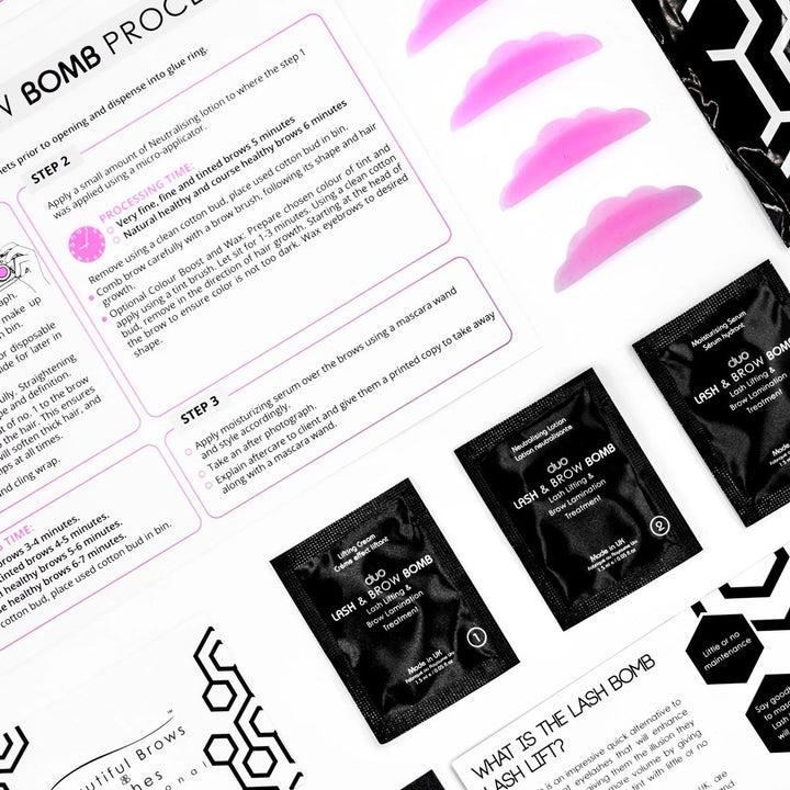 DUO Lash Bomb Lash Lift & Brow Bomb Brow Lamination Sample Pack - Beautiful Brows and Lashes