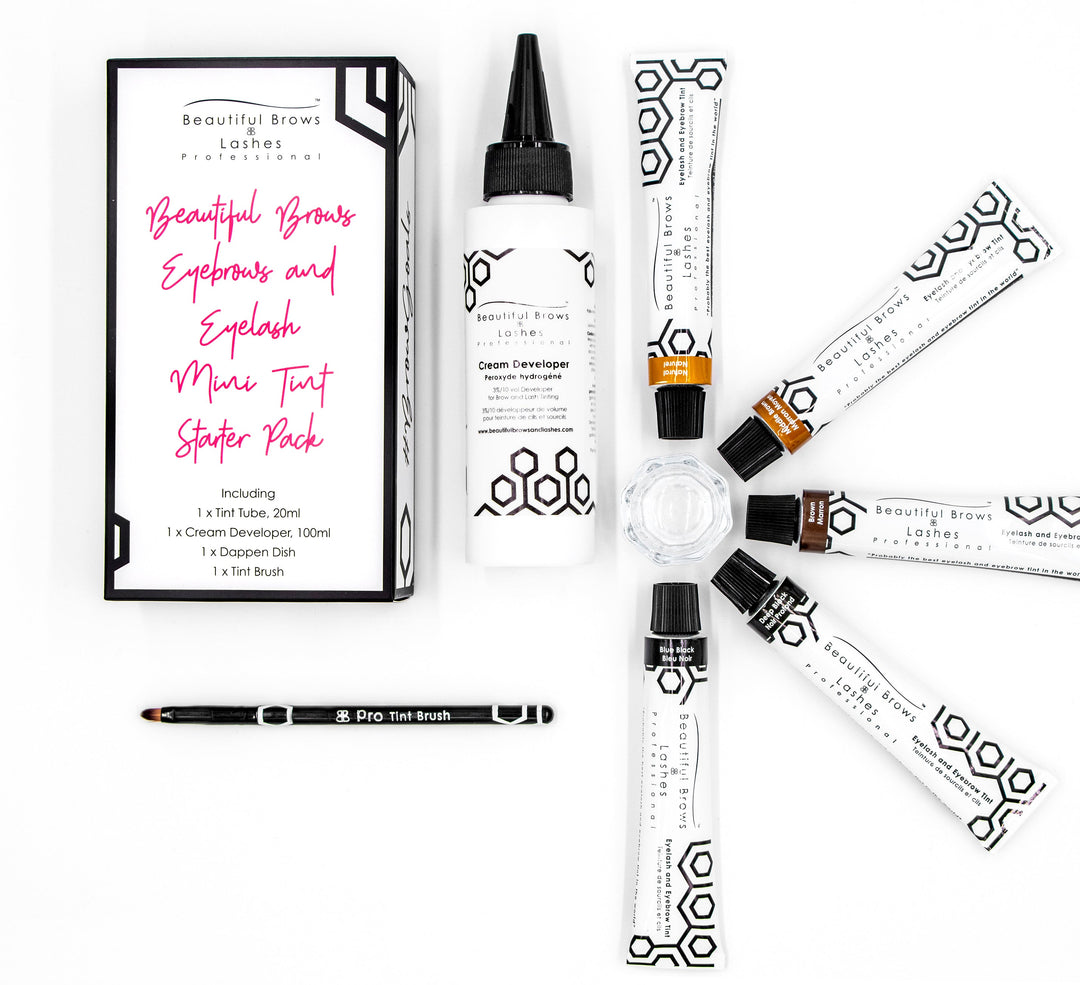 Eyelash And Eyebrow Tint Mini Starter Pack Including FREE Terry Headband - Beautiful Brows and Lashes