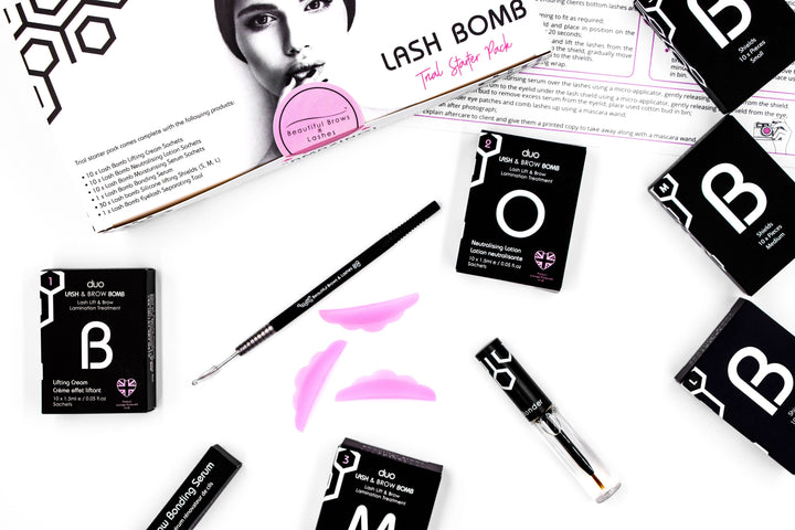 Lash Bomb Bundle Pack including Deep Black Mini Tint Starter Kit - Beautiful Brows and Lashes