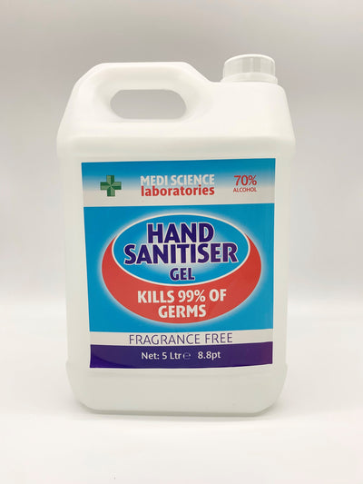 5 Litre Medi Science Super Strength Hand Sanitiser Gel (70% Alcohol)